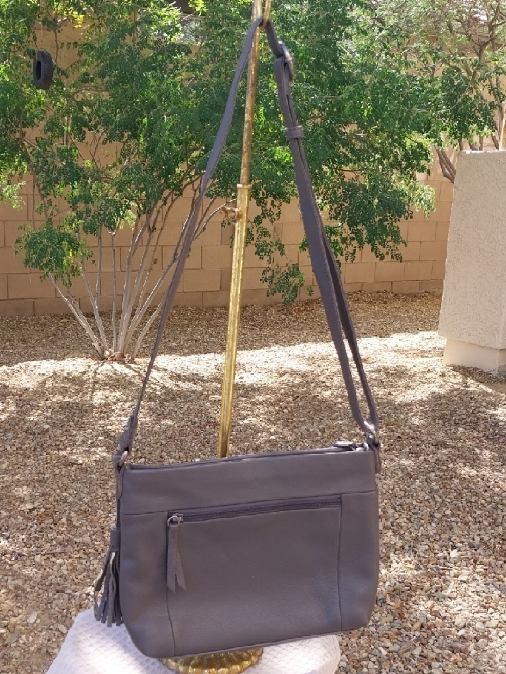 The Sak Melrose‎ Zip Leather Crossbody Bag Slate - Picture 3 of 11